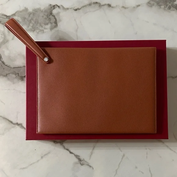 Salvatore Ferragamo Tan Leather Wristlet